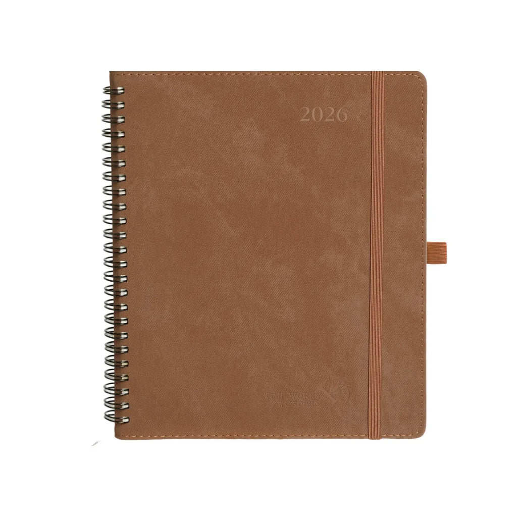 POPRUN Daily Planner 2026 A5, 12 Maanden Agenda Jan.2026 tot Dec.2026, 1 Dag 1 Pagina, Spiraal Planner 2026, 80 Grams FSC® Papier - Violet