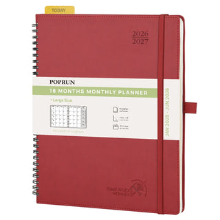 8.5x10.5 Monthly Planner 2026 Spiral Calendar Planner - Bordeaux
