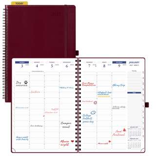 A4 Size Spiral 15-minute 2027 Weekly Planner PU Leather Softcover Appointment Book