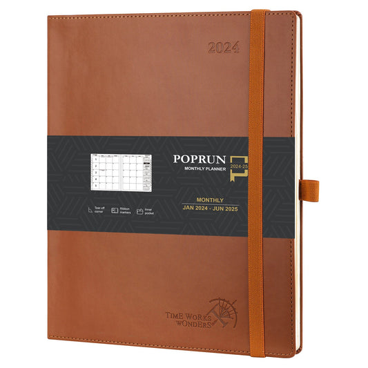 POPRUN Planner 2023-2024 (8.5'' x 10.5'') Academic Calendar  (July 23-June 24) Daily Weekly and Monthly Appointment Book with Hourly  Time Slots, Hard Cover, Monthly Tabs, 100 GSM - Haze Blue : Office Products