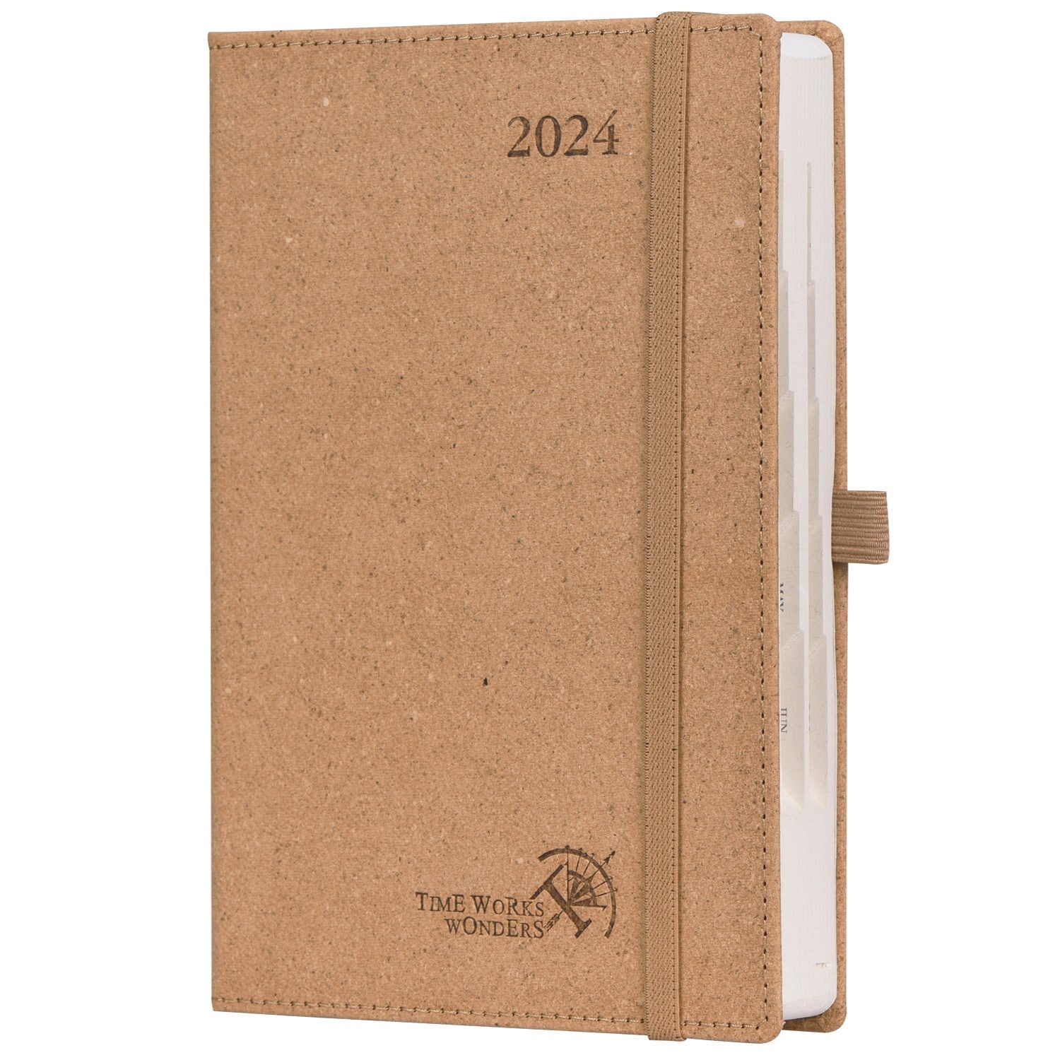 POPRUN Daily Planner 2024 One Page per Day with Vegan Leather Hardcover -  Agenda 2024 Hourly Appointment Book with Monthly Tabs, Inner Pocket, 5.5 x