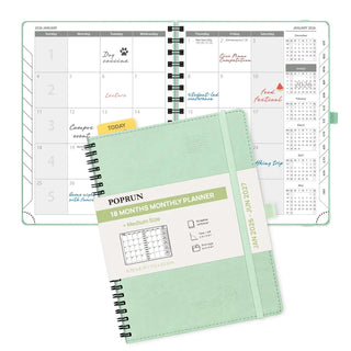 POPRUN 2026 Monthly Planner Mint Green