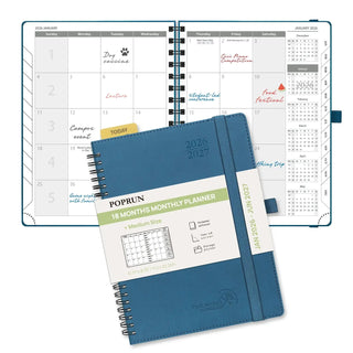 POPRUN 2026 Monthly Planner Navy Blue