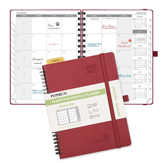 POPRUN 2026 Monthly Planner Wine Red