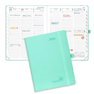 POPRUN 2026 Weekly Planner Mint Green