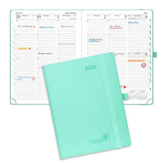POPRUN 2026 Weekly Planner Mint Green