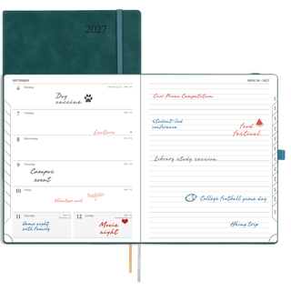 POPRUN Weekly Planner Petrol Green