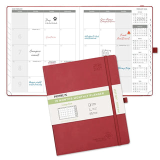 POPRUN 2025 Monthly Planner Wine Red