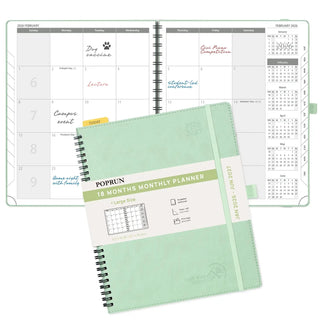 POPRUN 2026 Monthly Planner Mint Green