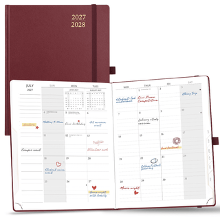 POPRUN 2027 Monthly Planner Burgundy