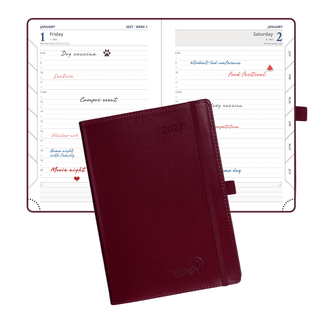 POPRUN 2027 Daily Planner Burgundy