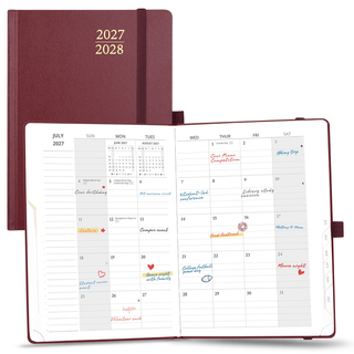 POPRUN 2027 Monthly Planner Burgundy