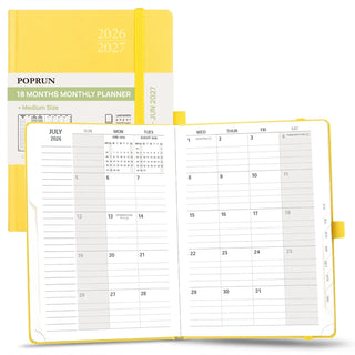 POPRUN 2026 Monthly Planner Light Yellow
