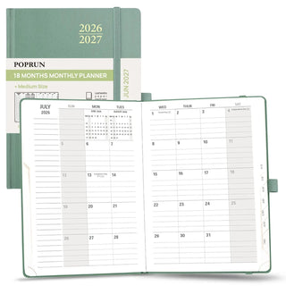 POPRUN 2026 Monthly Planner Mid Night Green