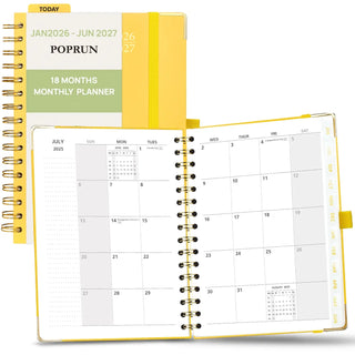 POPRUN 2026 Monthly Planner Light Yellow