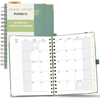 POPRUN 2026 Monthly Planner Mid Night Green
