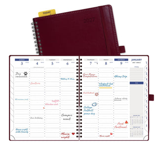 POPRUN 2026 Weekly Planner Burgundy
