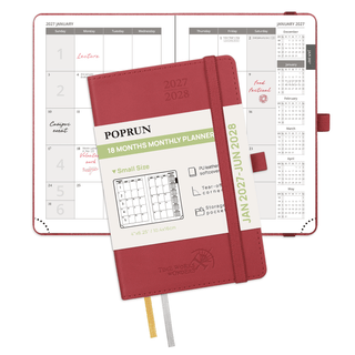 POPRUN 2027 Monthly Planner Burgundy