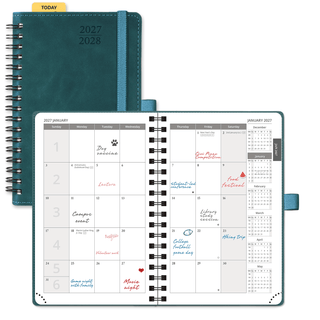 POPRUN 2025 Monthly Planner Petrol Green