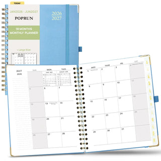 POPRUN 2026 Monthly Planner Haze Blue