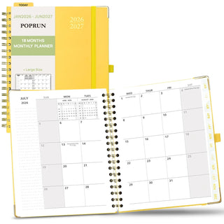 POPRUN 2026 Monthly Planner Light Yellow