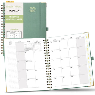 POPRUN 2026 Monthly Planner Mid Night Green