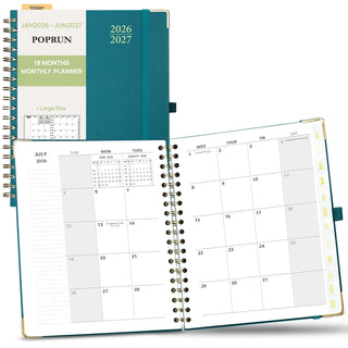 POPRUN 2026 Monthly Planner Pacific Green