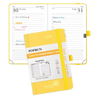 POPRUN 2026 Daily Planner Light Yellow