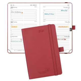 POPRUN 2026 Weekly Planner Wine Red