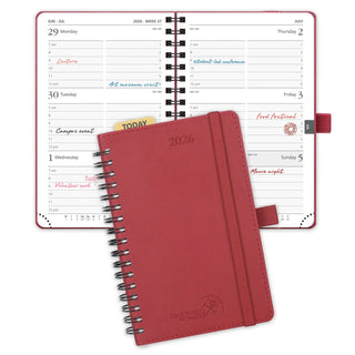 POPRUN 2026 Weekly Planner Wine Red